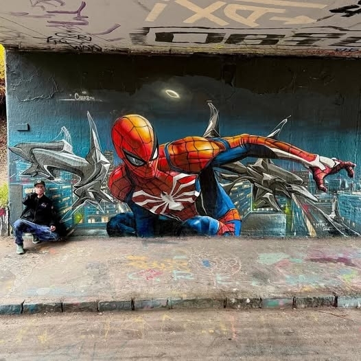 Spiderman by Vladimír Hirscher in Prague, Czech Republic.